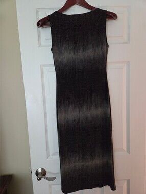 Lucent Black Shimmery Ribbed Sleeveless  Midi Dress Large Excellent